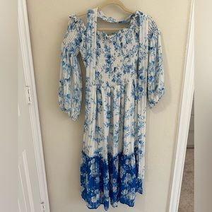 Boutique blue floral midi dress